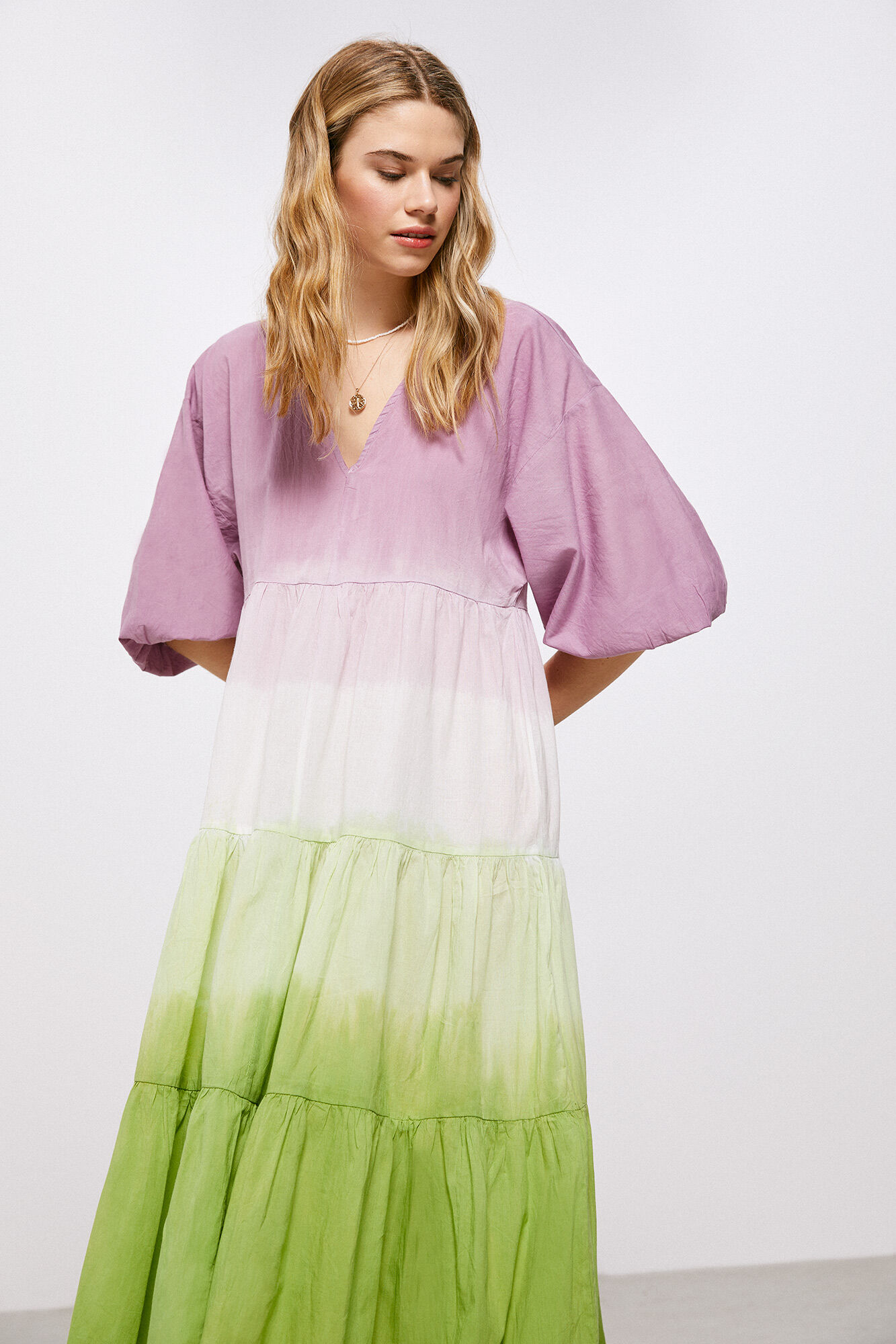 Vestido midi com efeito degradê - roxo