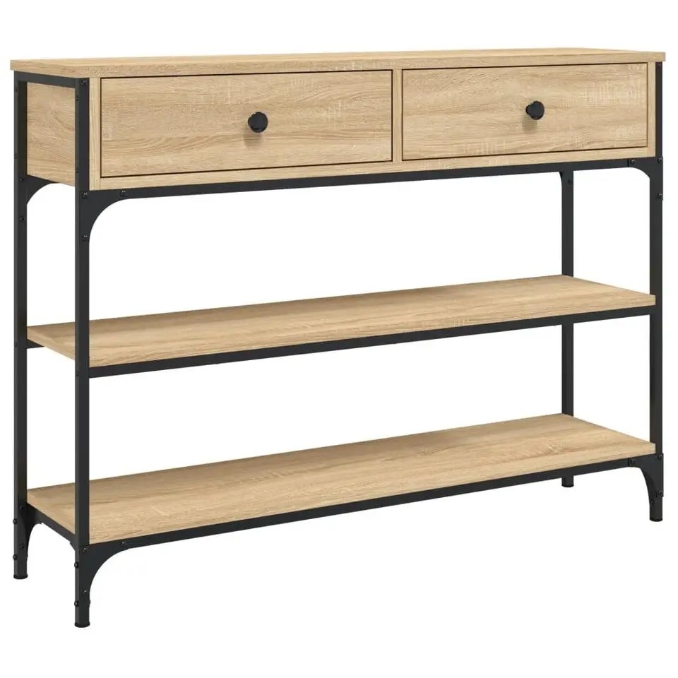 vidaXL - Wandtafel met 2 lades 2 schappen - Sonoma eiken - Hout - 100x25x75 cm