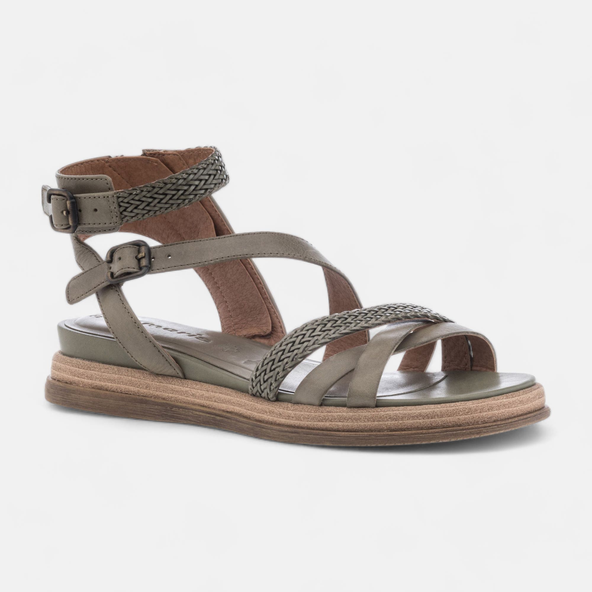 Sandales Femme en cuir kaki