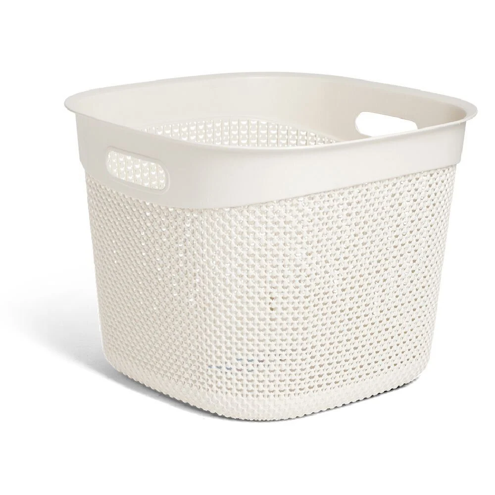 Panière à linge carrée 36L 41,5xH32x41,5cm plastique blanc