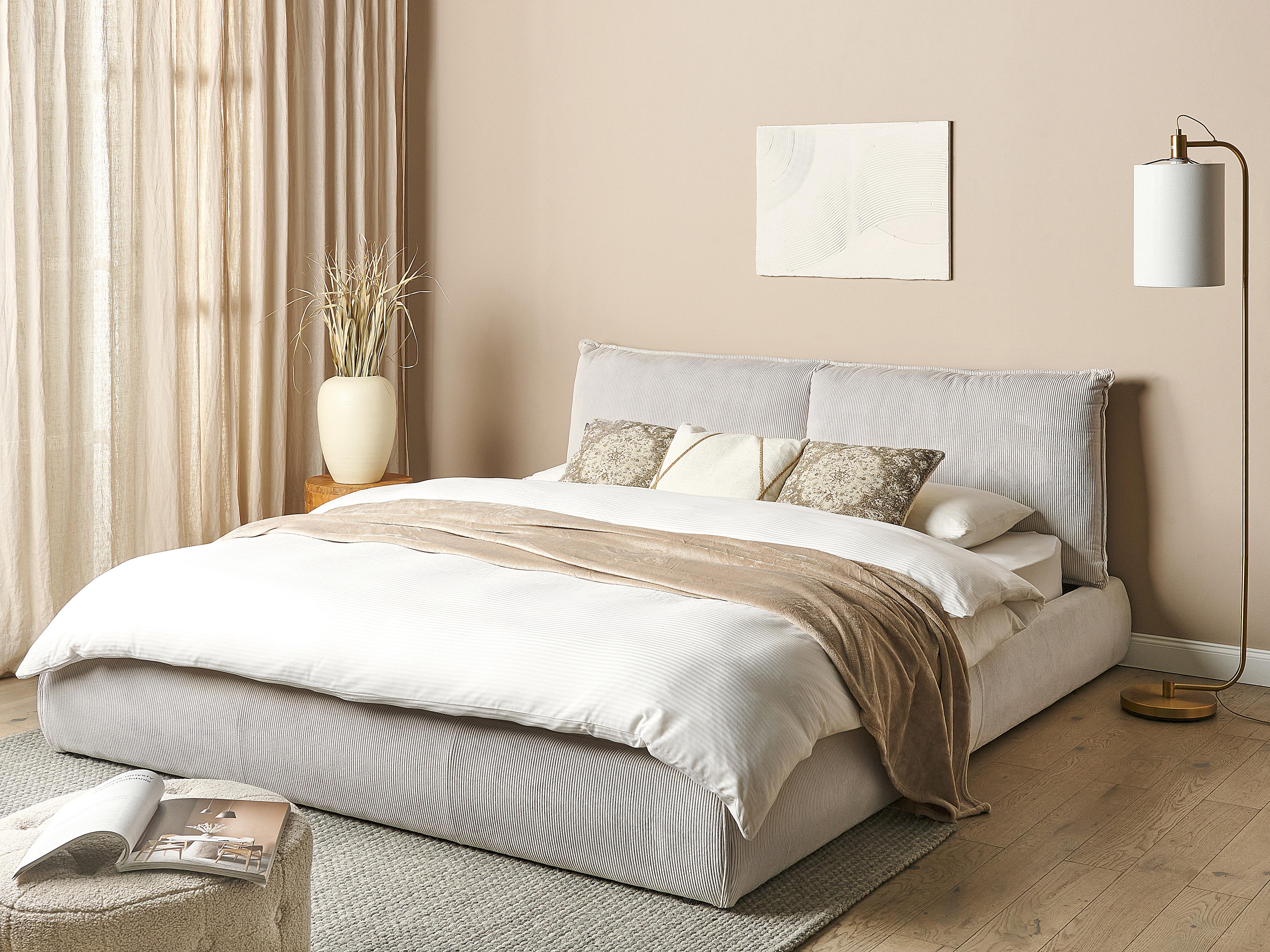 Waterbed Corduroy VINAY 180 x 200 cm Lichtbeige