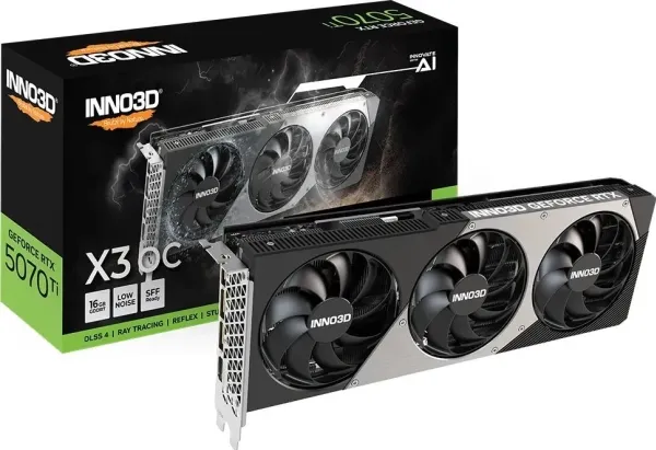 Inno3D GeForce RTX 5070 Ti X3 OC - Grafikkort - GeForce RTX 5070 Ti - 16 GB GDDR7 - PCI Express 5.0 - HDMI, 3 x DisplayPort