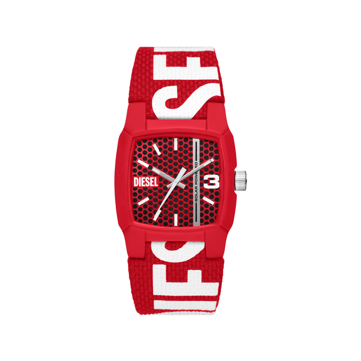 Montre DIESEL Cliffhanger homme solaire bracelet tissu rouge