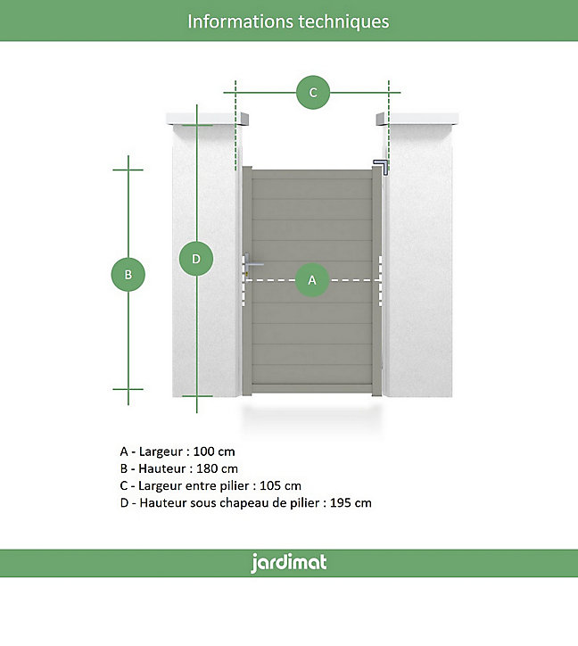 Portillon Jardimat aluminium Neva 3 gris 7039 - 100 x h.180 cm