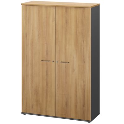 Armoire haute JAZZ+ - L120 x H183 x P48 - 2 portes - 4 étagères - chêne du bocage