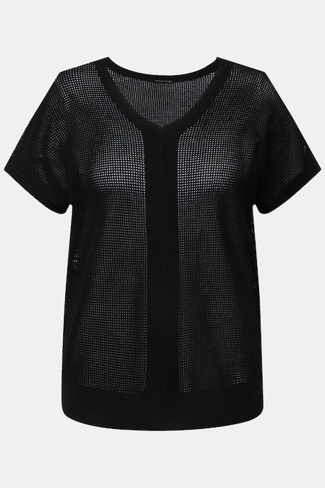 Pullover, Struktur, Oversized, V-Ausschnitt, ärmellos