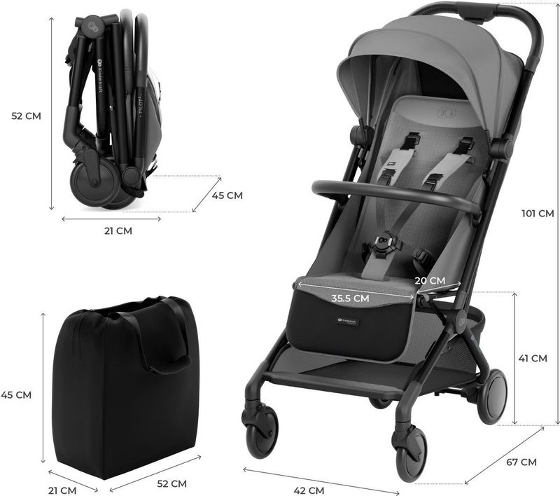 Kinderkraft - PILOT2 - Kinderwagen - Grijs - Waterdicht - Tot 22 kg