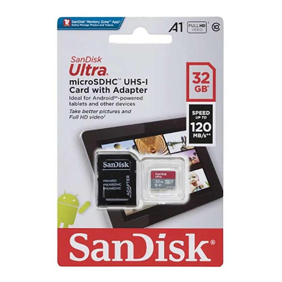 SanDisk Ultra microSDHC 32 Go + Adaptateur SD (SDSQUA4-032G-GN6TA)