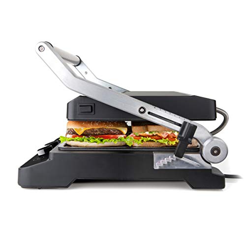 BLACK DECKER BXGR2000E   Grill électrique 2 en 1 2000W, Plaque chauffante et grill, Ouverture à 180º, Contrôle de la température et du temps de cuisson, Écran LCD : Cuisine et Maison