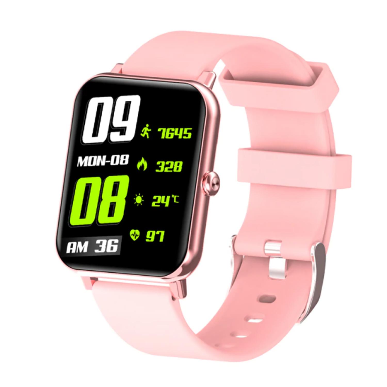 TPFNet Smart Watch / Fitness Tracker IP67 - Silikon Armband - Android & IOS - Rosa