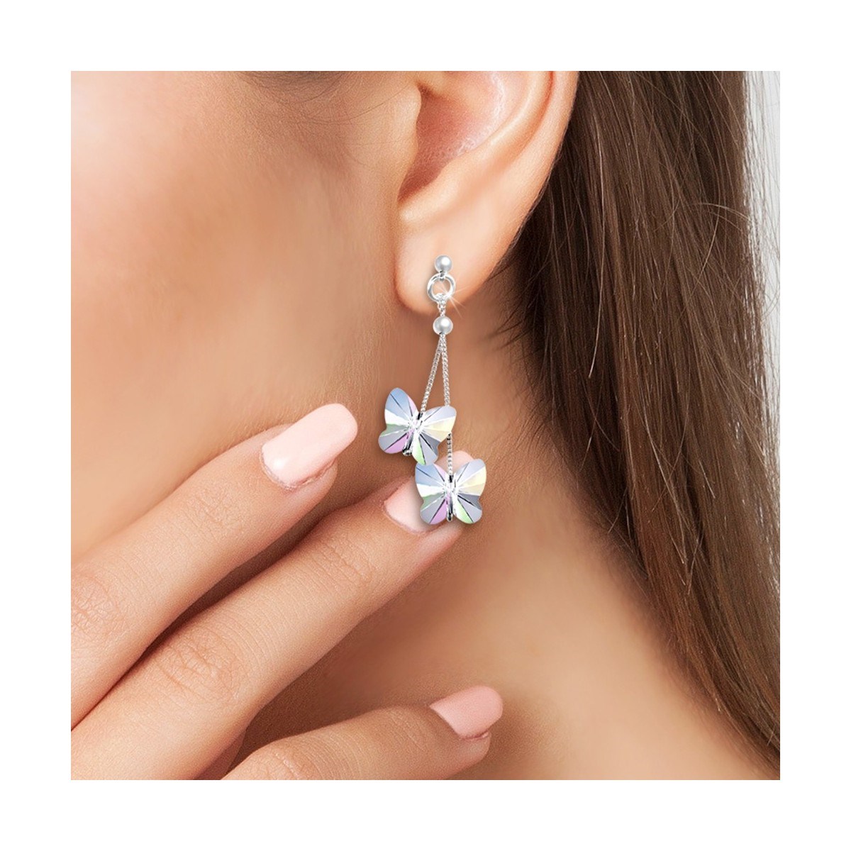 Boucles d'oreilles SC Crystal papillons ornées de Cristaux scintillants
