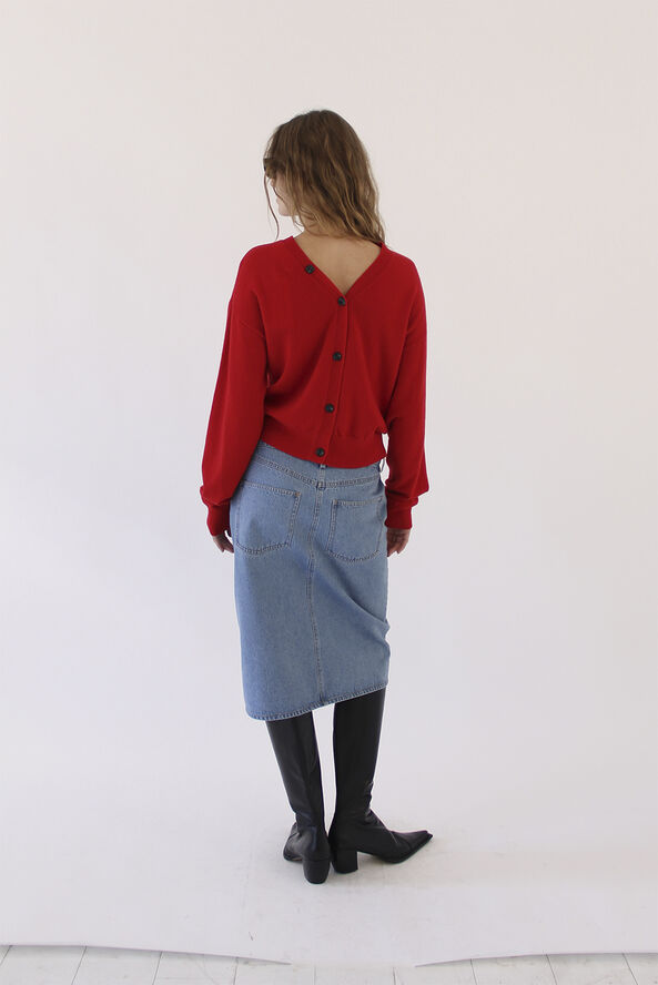 Designers Remix Miles Midi Skirt Washed black denim