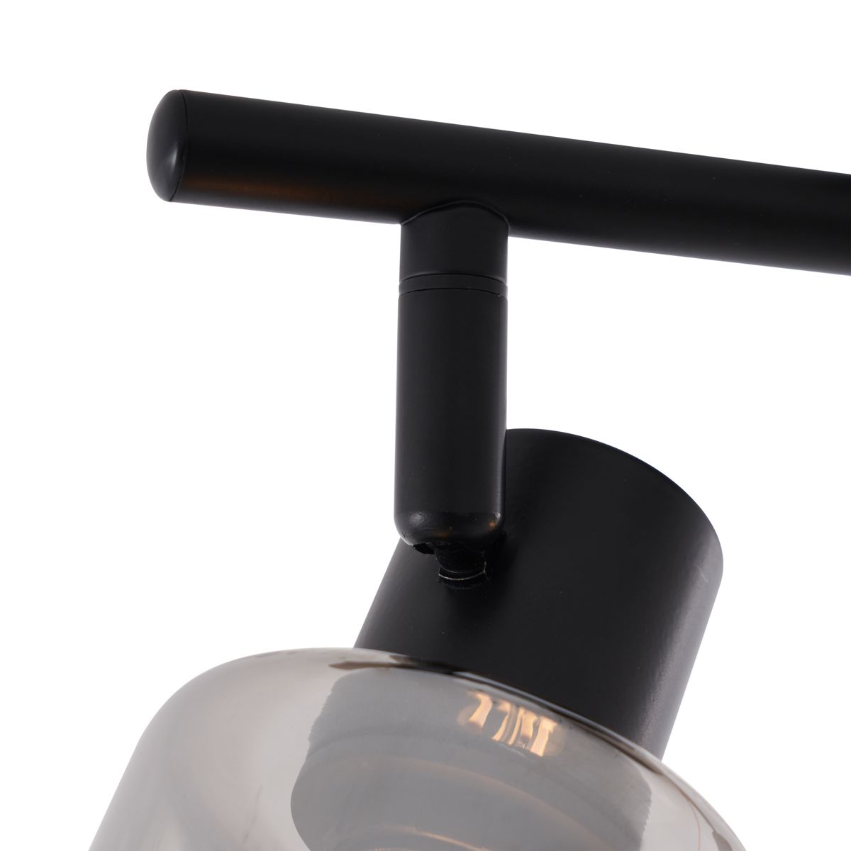 Moderne plafondlamp zwart met smoke glas rond 2-lichts - Cilin