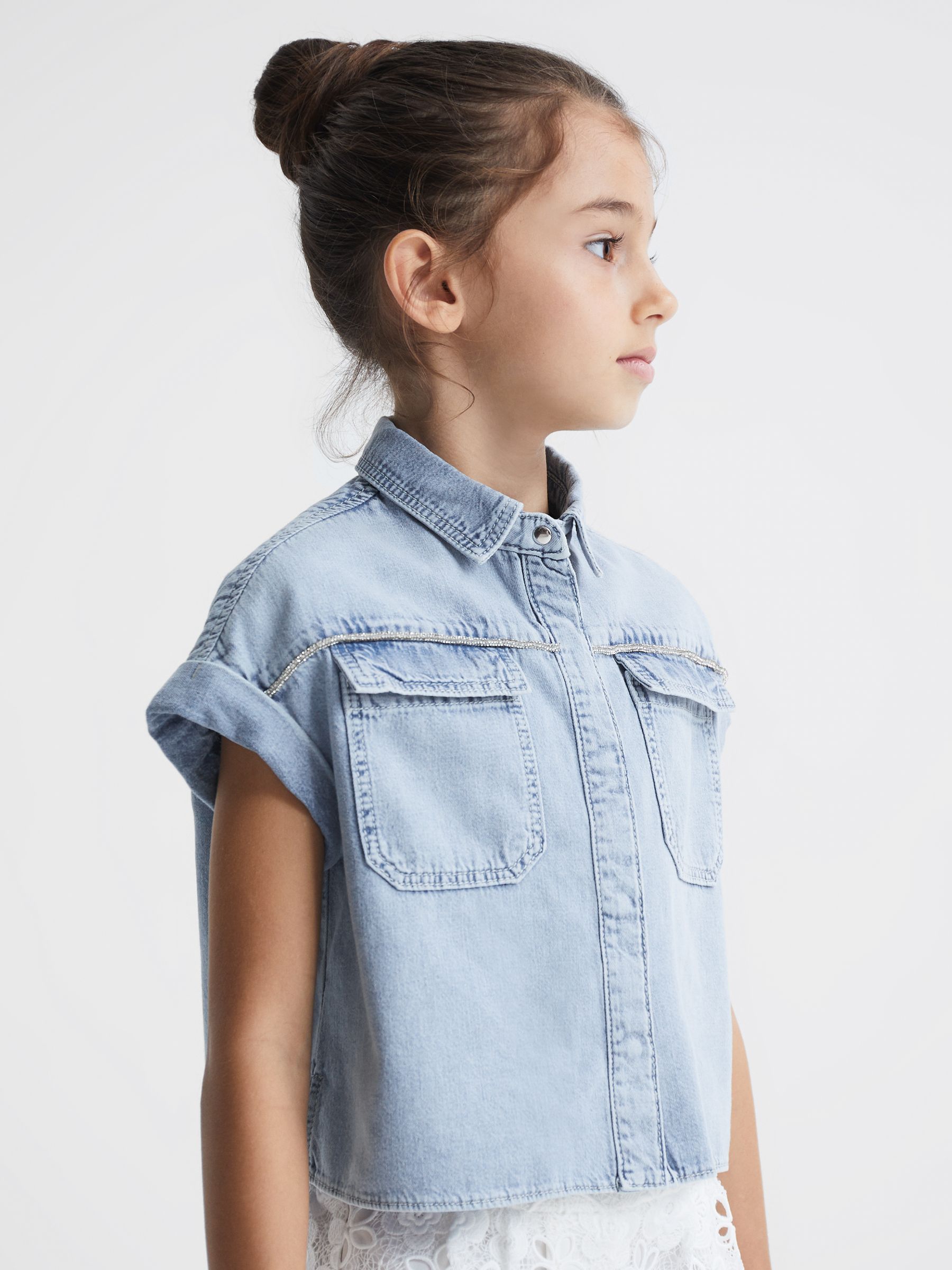 Reiss Sandie crop top van denim