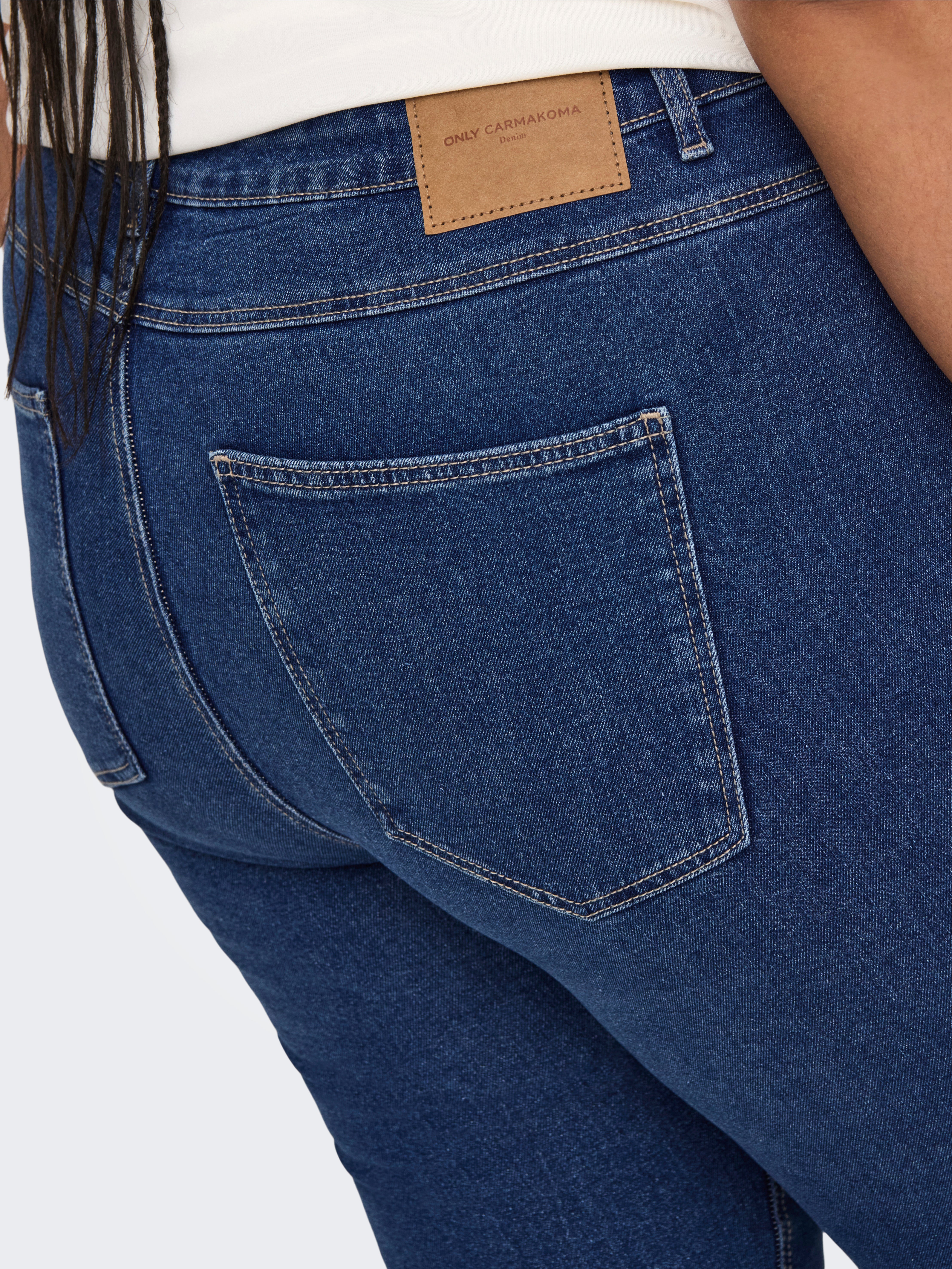 CARLUNA Hohe Taille Skinny Fit Jeans Dark Medium Blue Denim