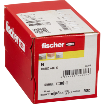 Fischer Slagplug 8x80mm 50 stuks