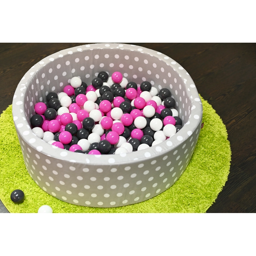 knorr toys® Bällebad soft - Grey white dots - 300 balls cremegreyrose grau