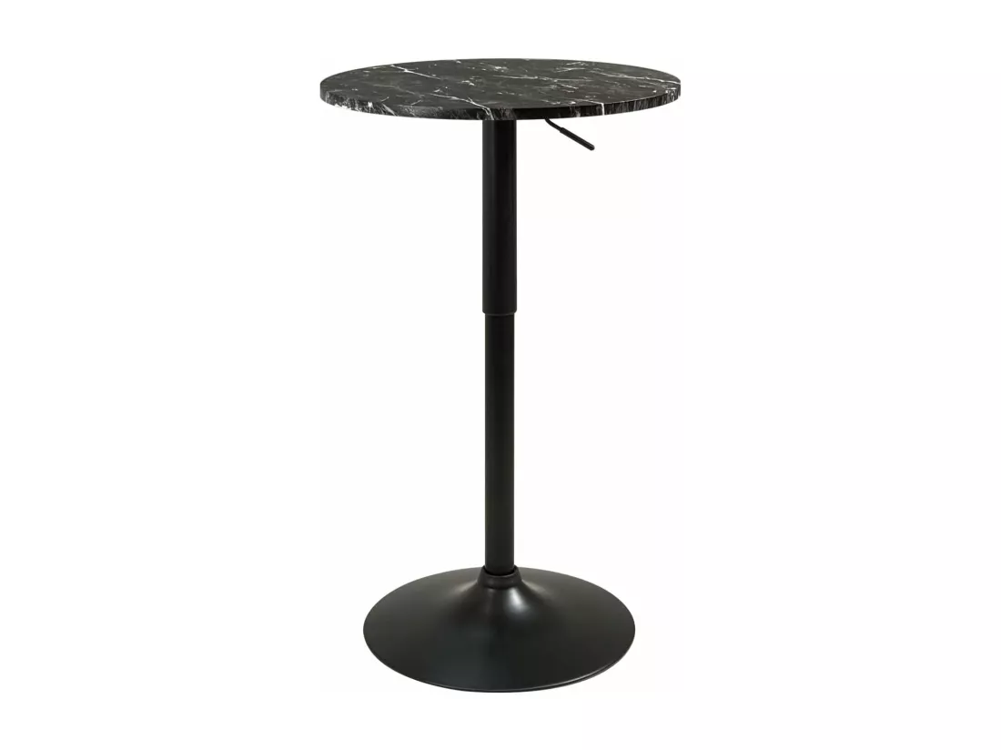 Table de Bar Haute Ø60 cm – Mange-Debout hauteur réglable et Pivotant SETI (Marbre Noir)
