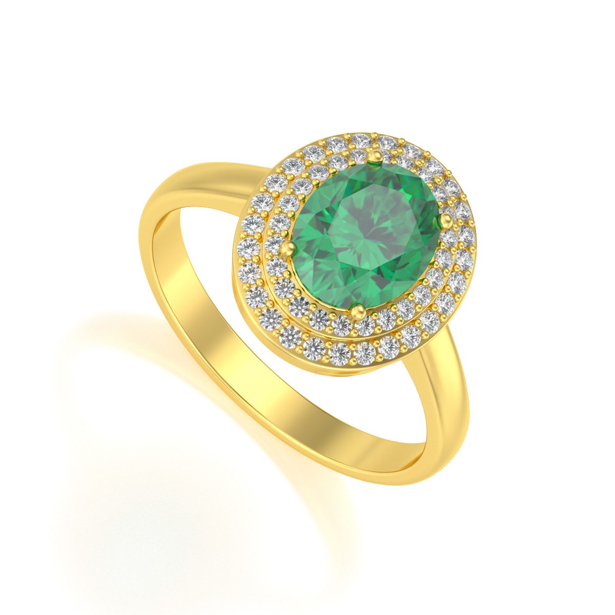 Bague en Or Jaune 585 ornée d'Emeraude et Diamants d'Aden | Éclat et Élégance