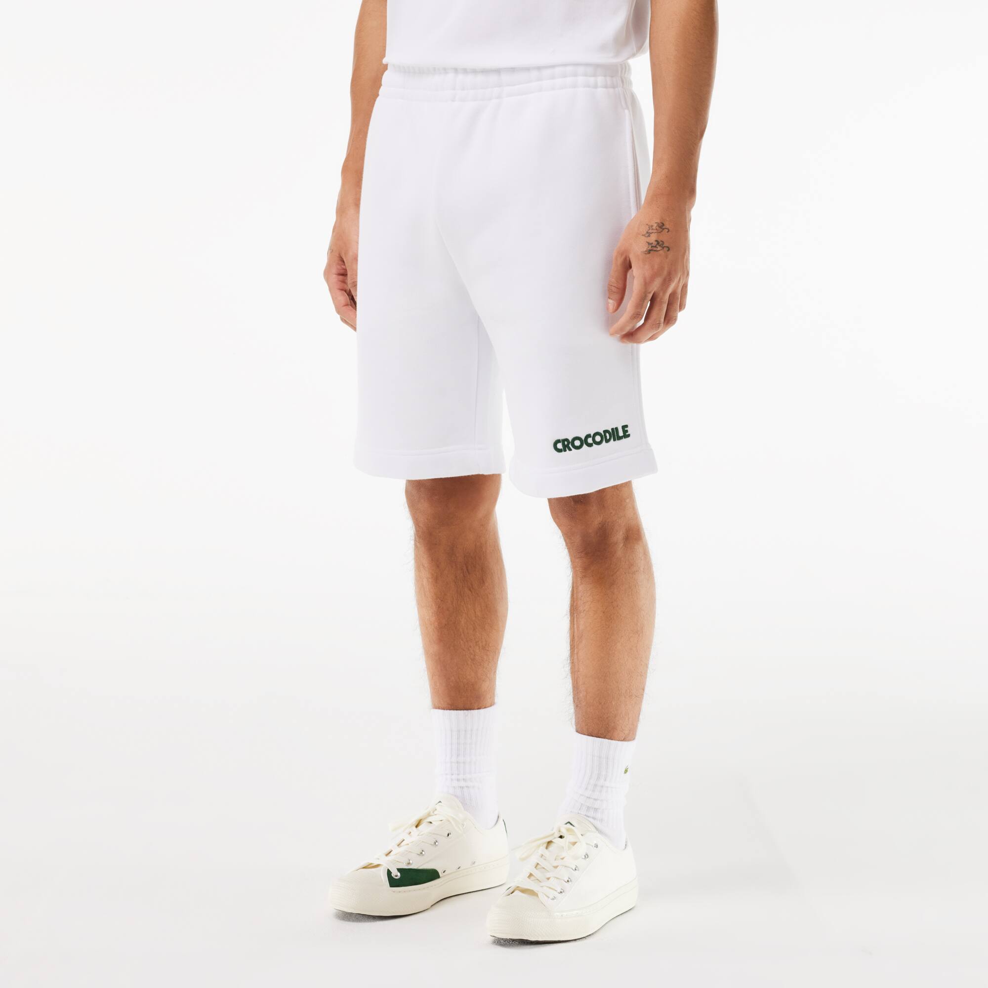 Fleece-Joggingshorts mit aufgesticktem Effekt Bermudas - Weiss - Lacoste - Herren
