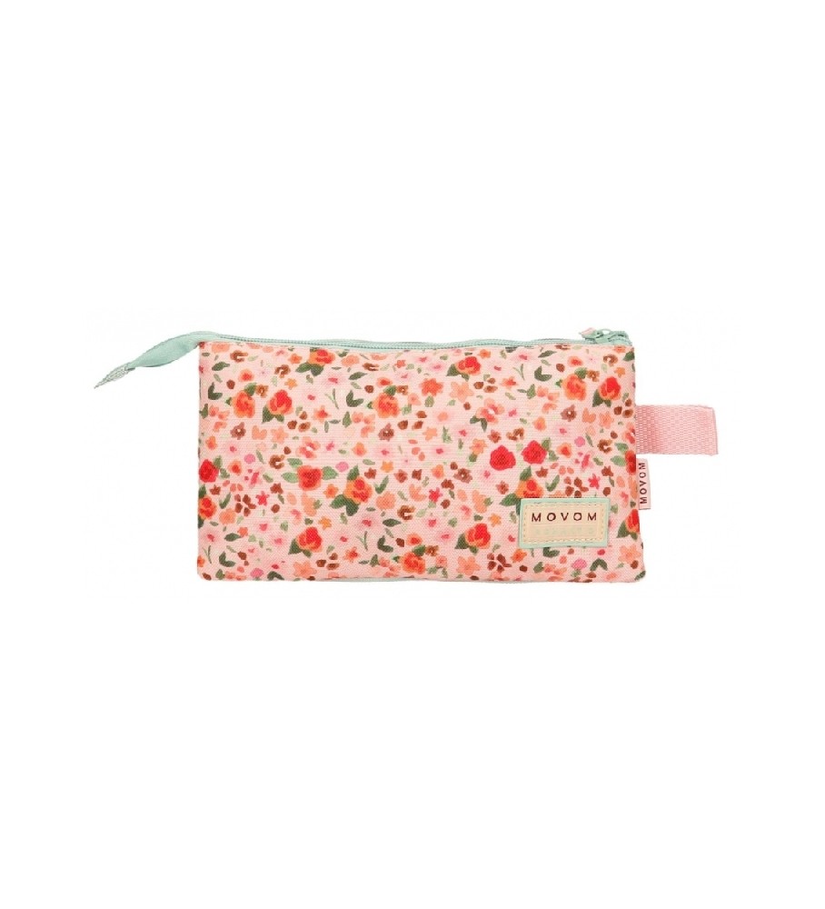 Estojo para lápis Movem Romantic Girl - Três compartimentos, verde - 22x12x5cm -