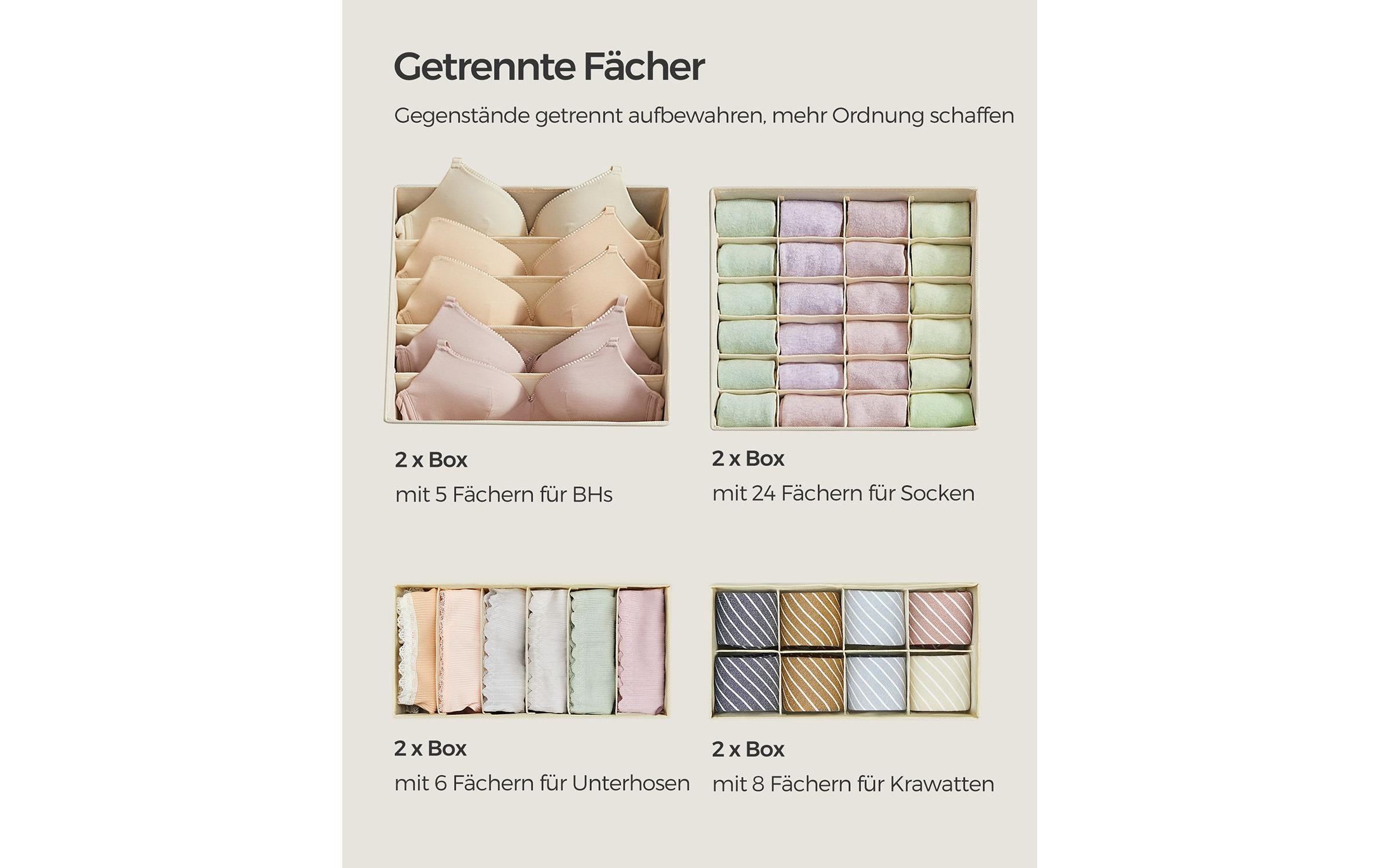 Flatbox BeigeUnterwäsche-Organizer 8er Set