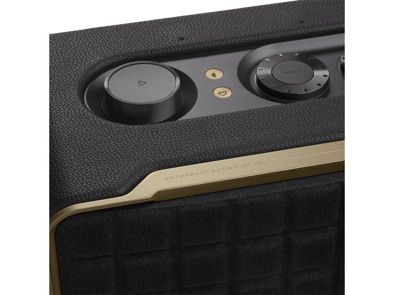 JBL Bluetooth Speaker Authentics 200 Schwarz Smart-Home-Lautsprecher mit WLAN, Bluetooth und Sprachassistent im Retro-Design