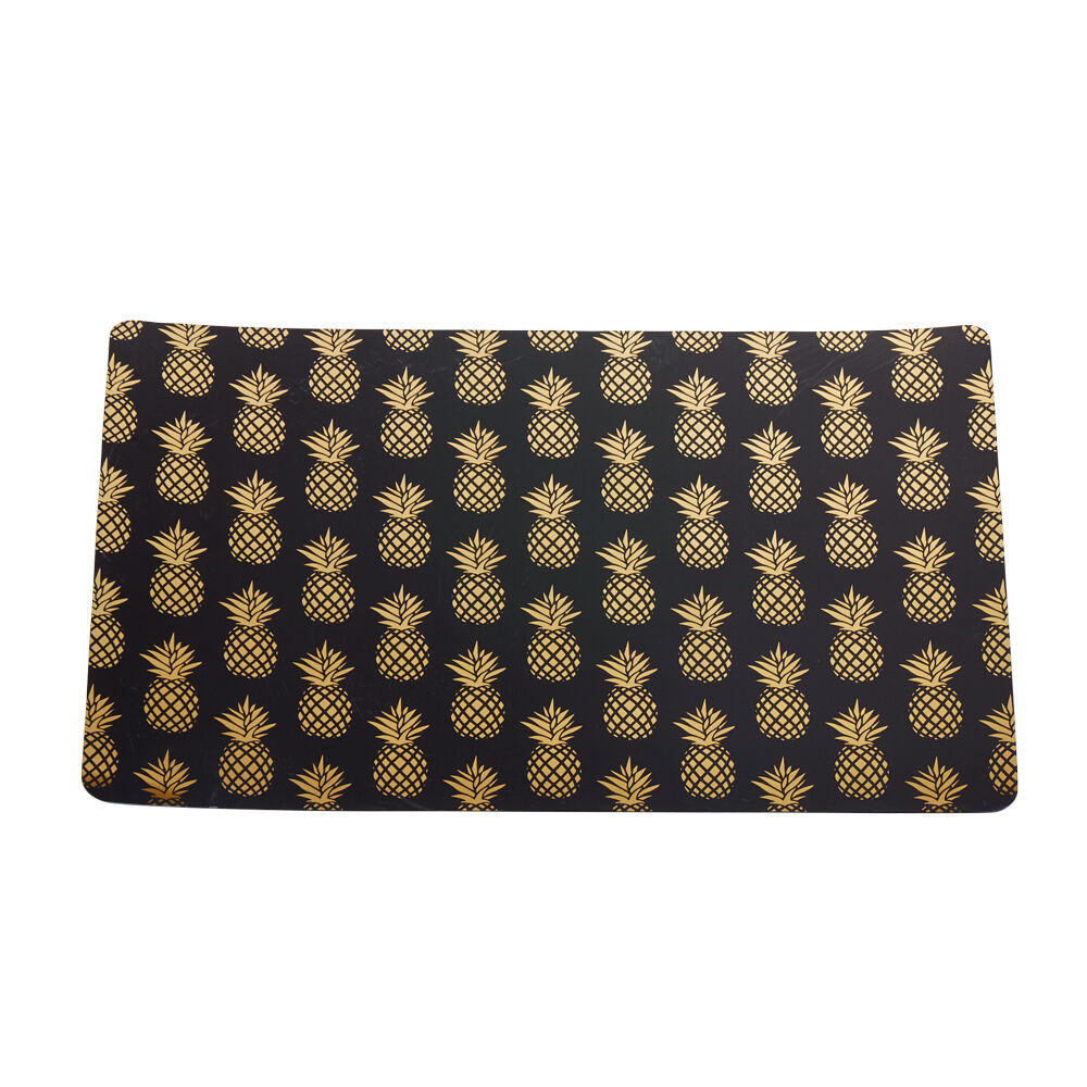 Set de table plastique noir motif ananas doré
