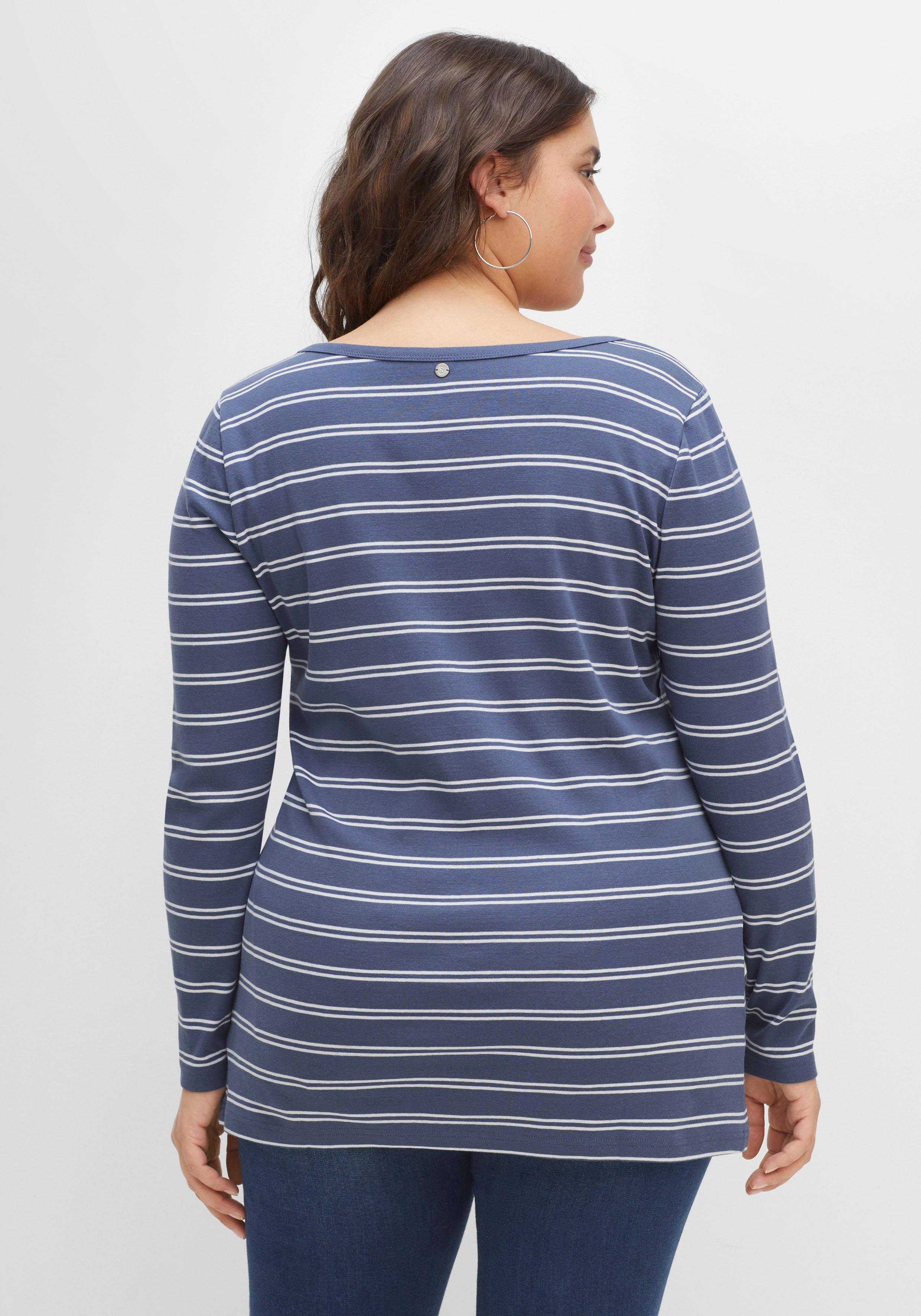 Langarmshirt mit Streifen, in Rippqualität