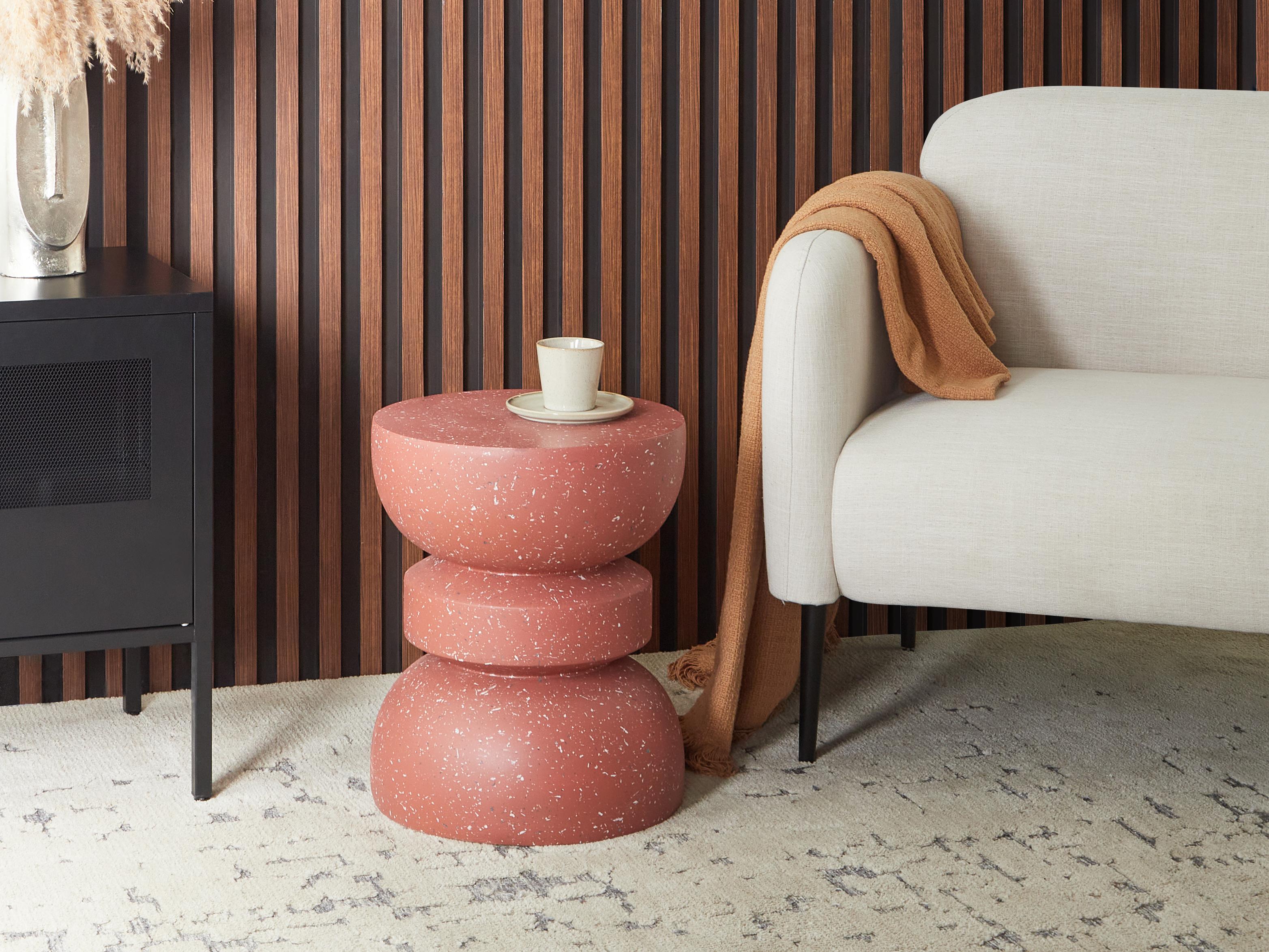 Bijzettafel FALIRO 37 cm 37 cm Rood terrazzo