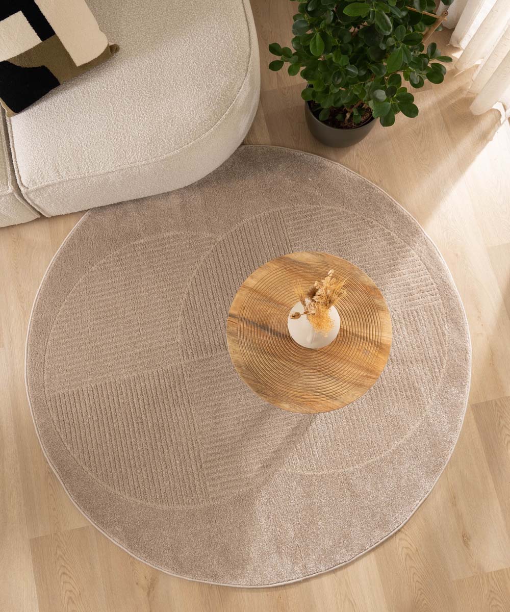 Nordic Weavers Rond vloerkleed Scandinavisch - Contour Circle beige -