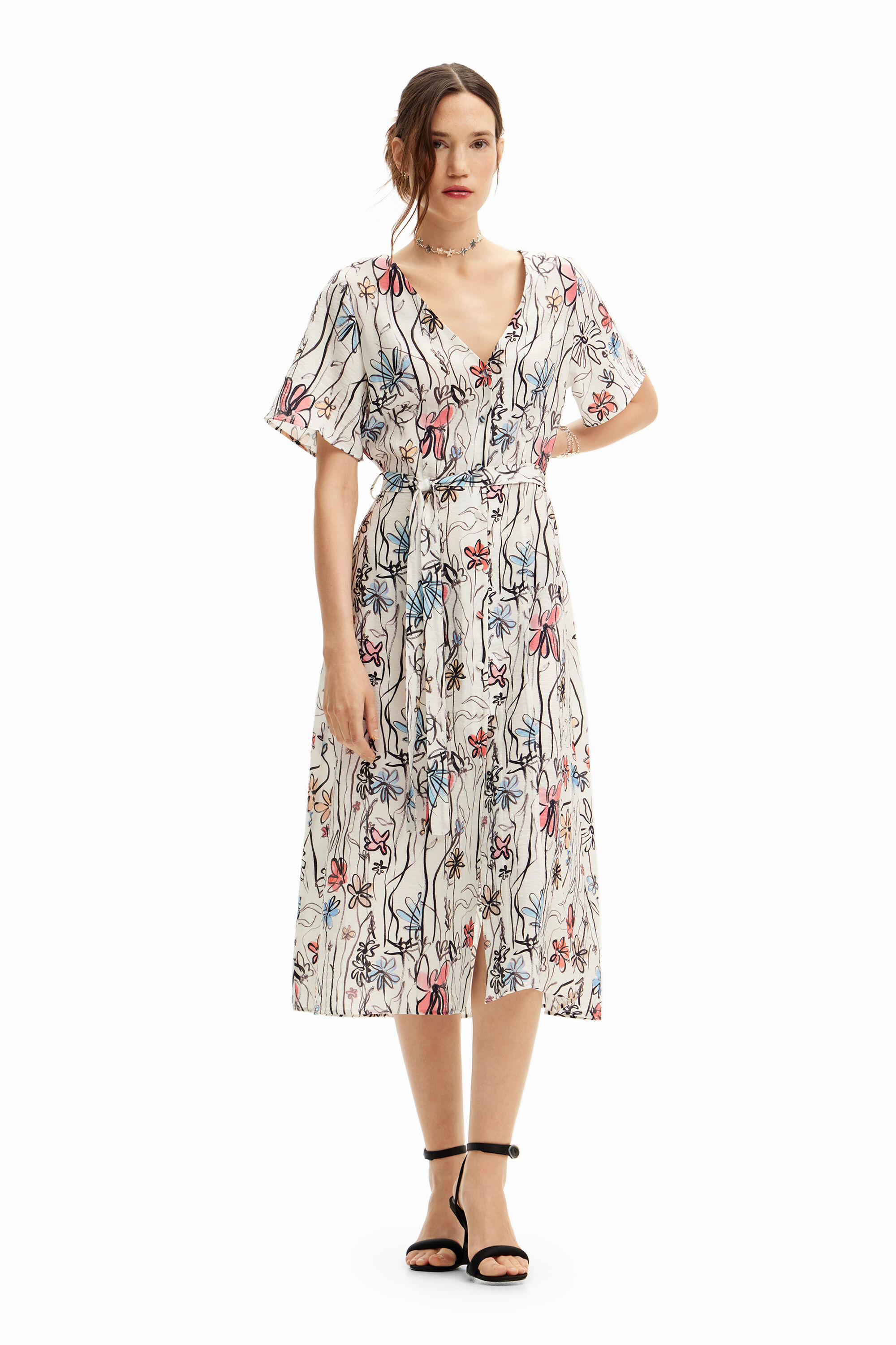Vestido midi flores
