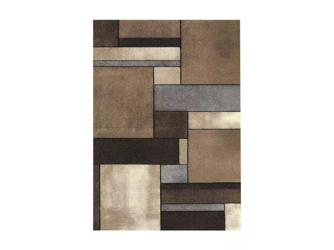 tapis salle à manger 240x340 tissé beige rectangle motif géométrique GEOME