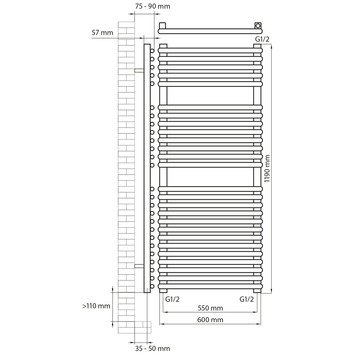 Haceka designradiator Monte tabak 718 Watt 119x60 cm