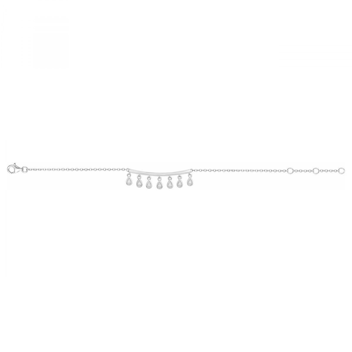 Bracelet souple mono-motif en Argent avec oxyde de zirconium blanc