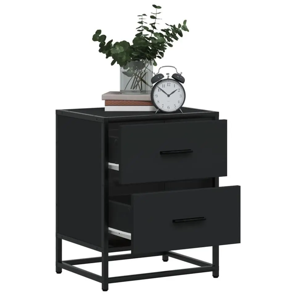 vidaXL - Nachtkastje - Zwart - Bewerkt hout - 2 stuks