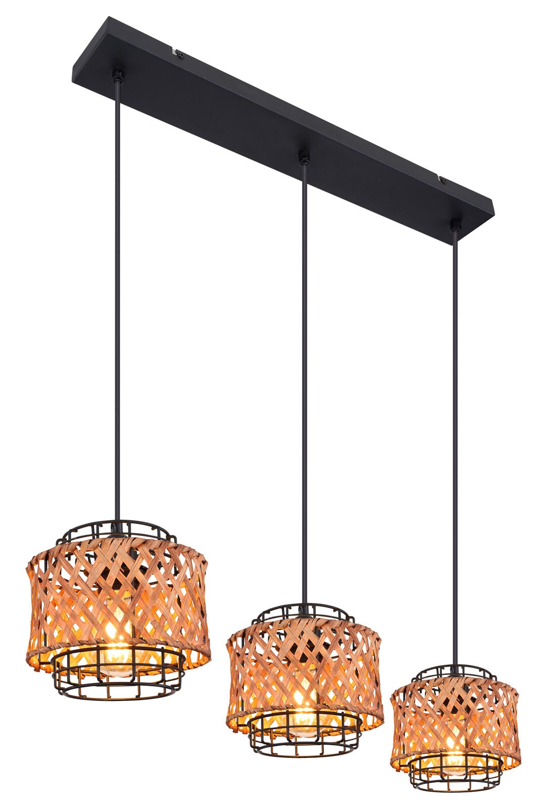 GINA Pendellampe braun, schwarz 15668-3H, D/H: 17 x 20 cm, Metall, Holz