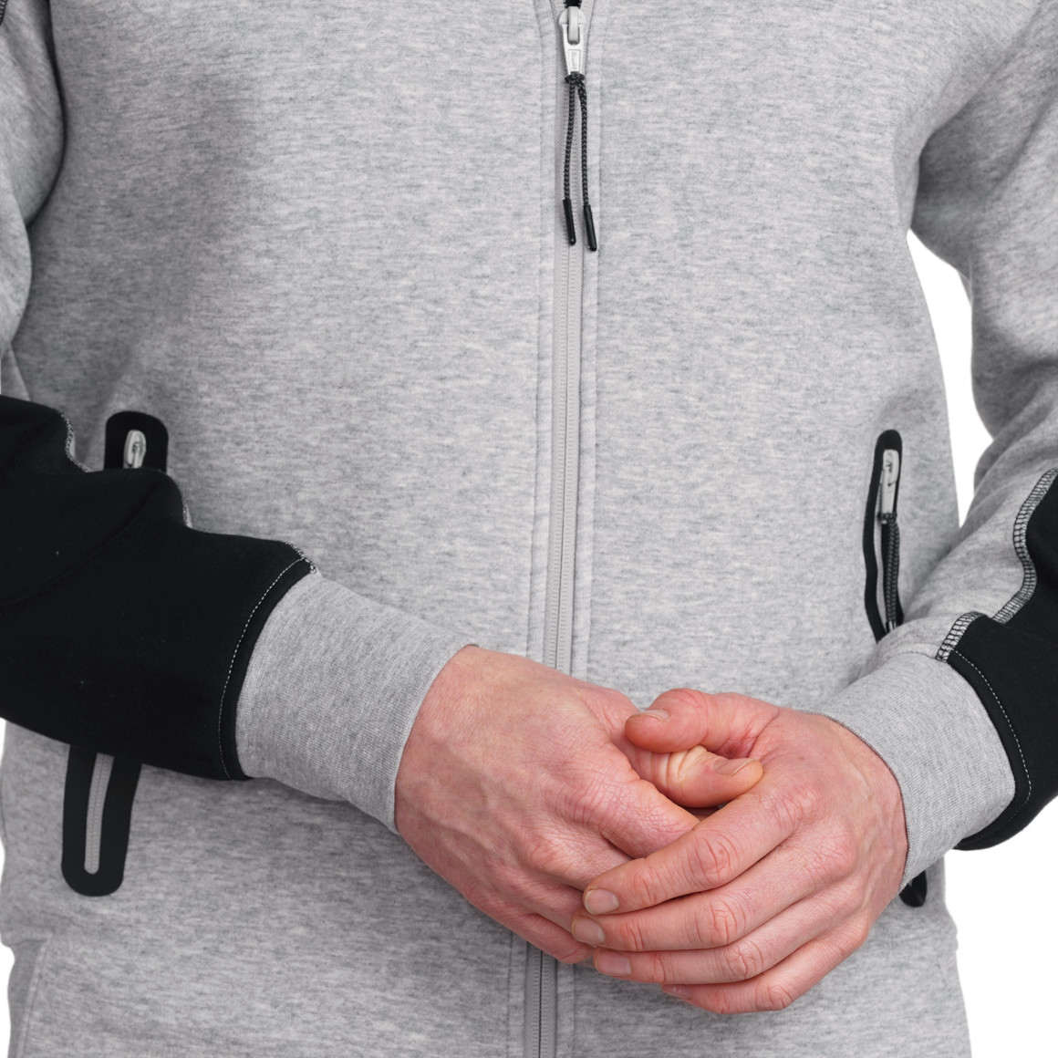 VanVaan Herren Sport-Sweatjacke mit Kapuze hellgrau / schwarz