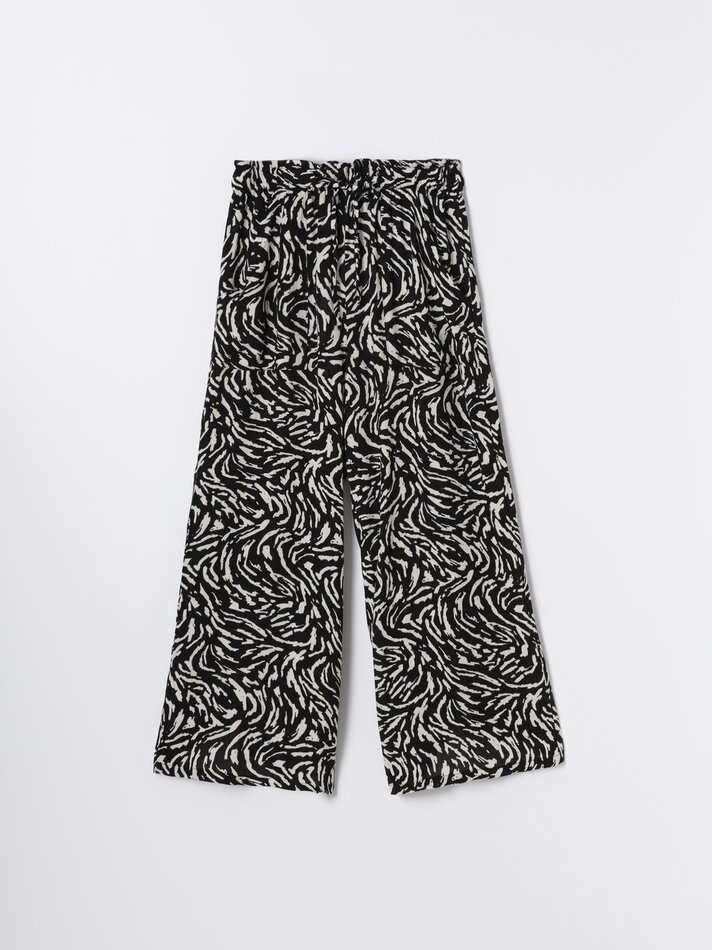 Calças culote de algodão - Cru/preto