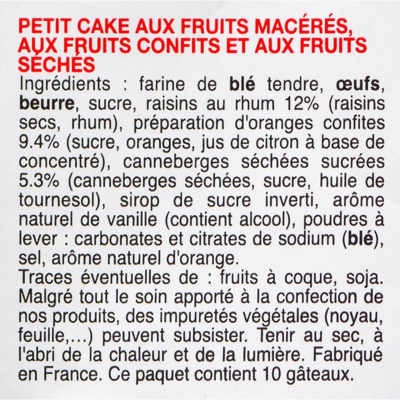 Petits cakes aux fruits Bonne Maman  - Sachet de 300 g