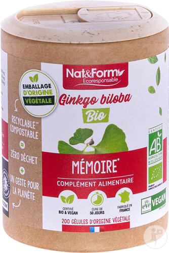 Nat&Form Ginkgo Biloba Bio 200 Gélules
