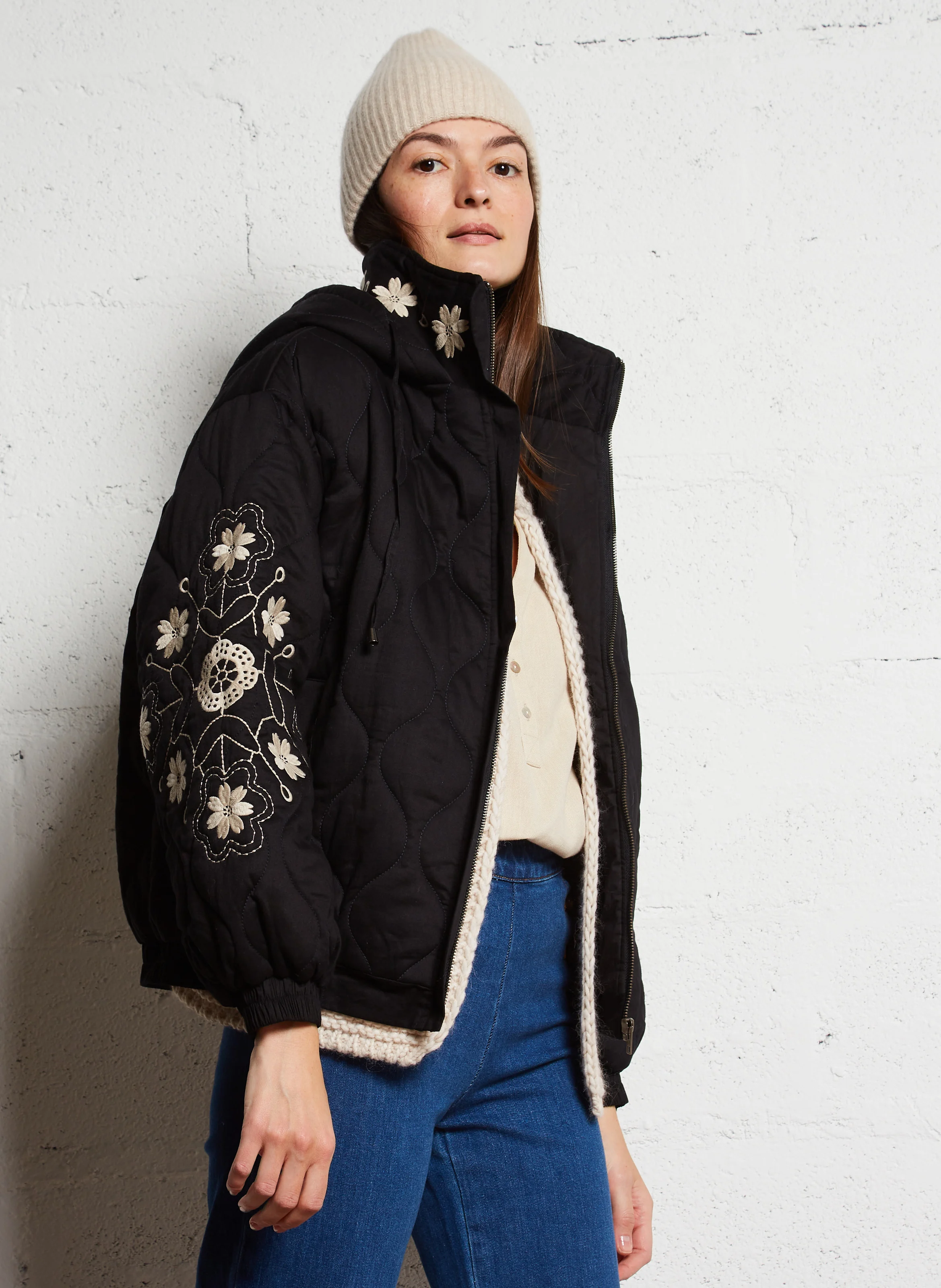 CALLIOPEE - Veste à capuche en coton | Noir