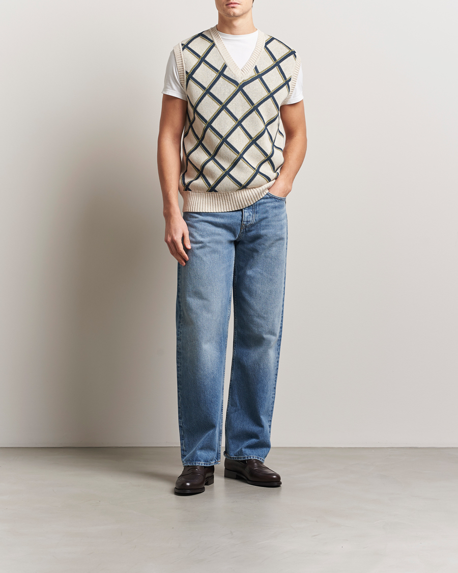 Palmes Argyle Knitted Vest Off White