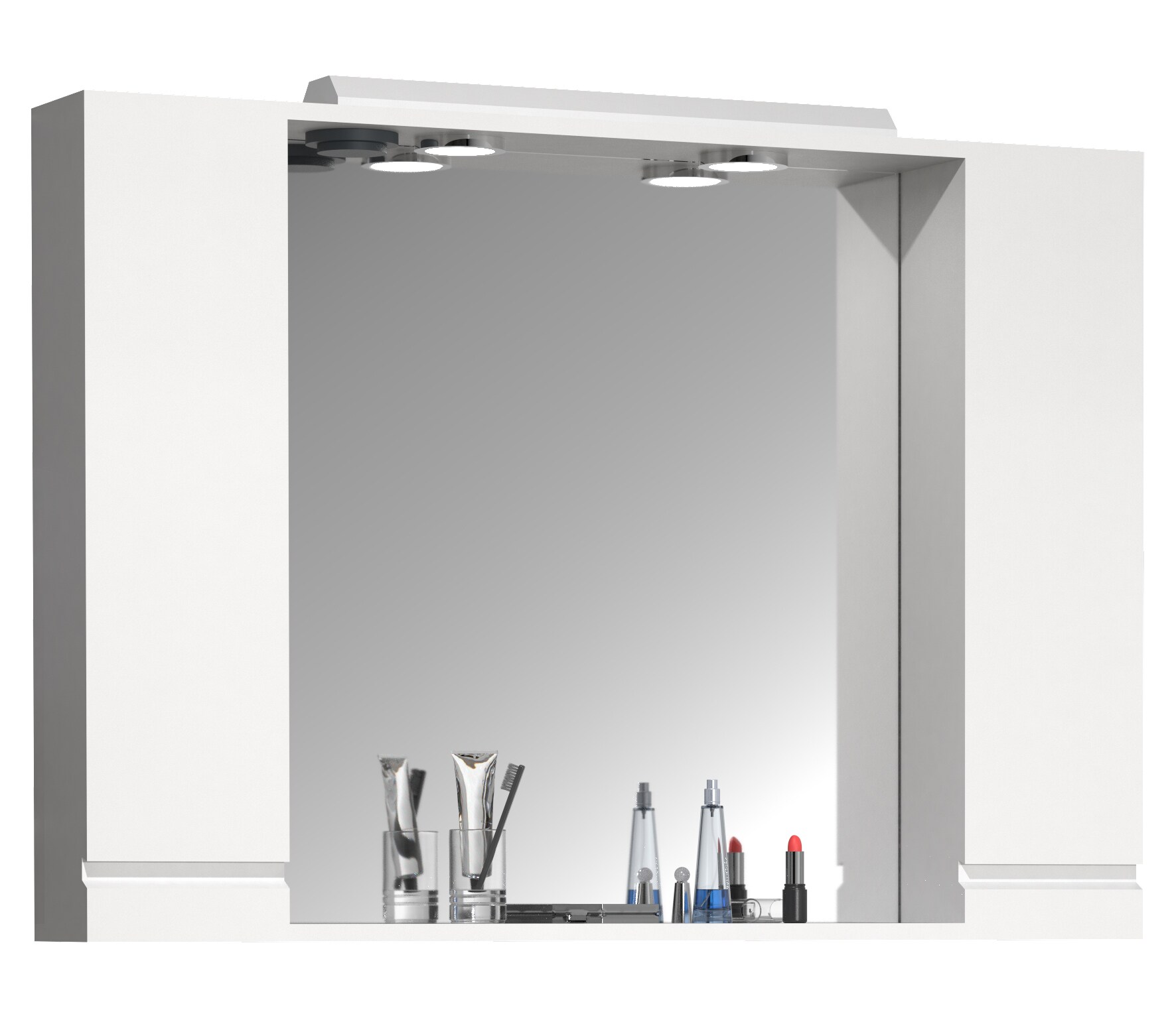 VCM Badspiegel Wandspiegel Breite 100 cm Hängespiegel Spiegelschrank Badezimmer Drehtür grifflos Beleuchtung Silora XL