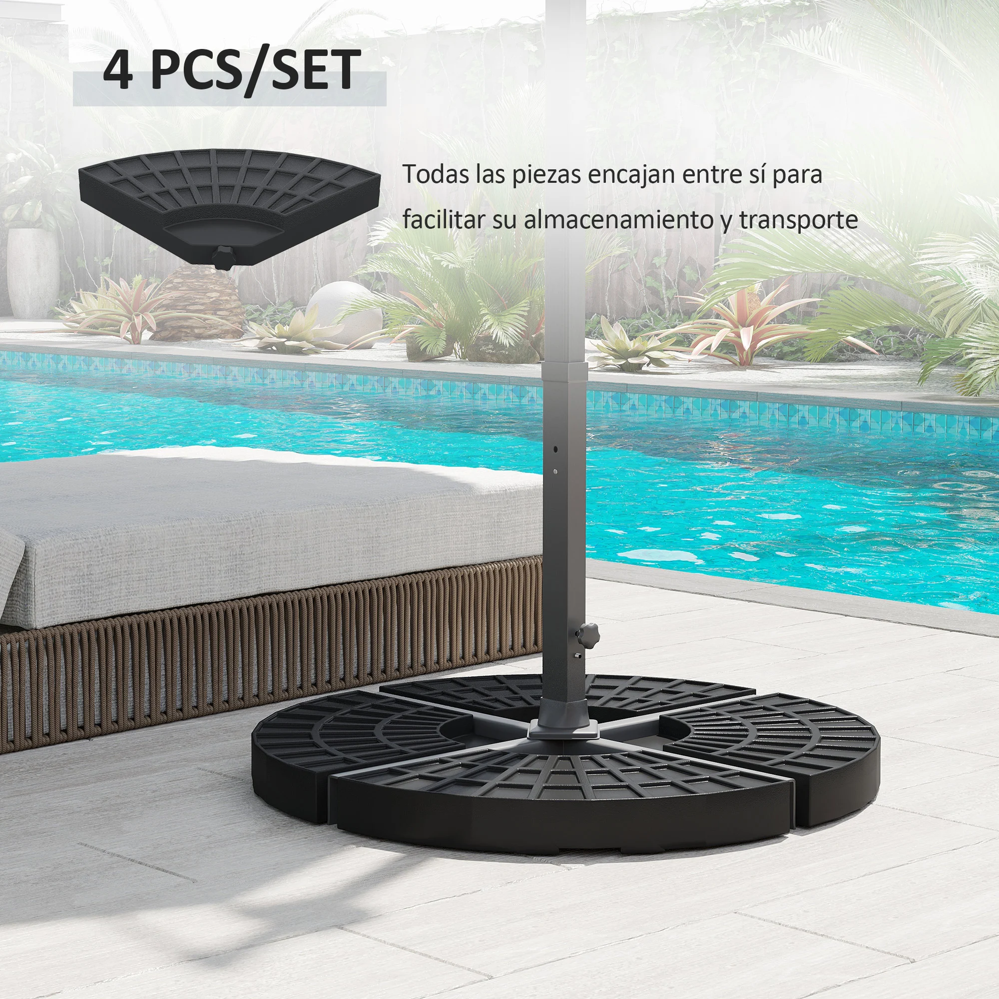 Base para guarda-sol Outsunny preta