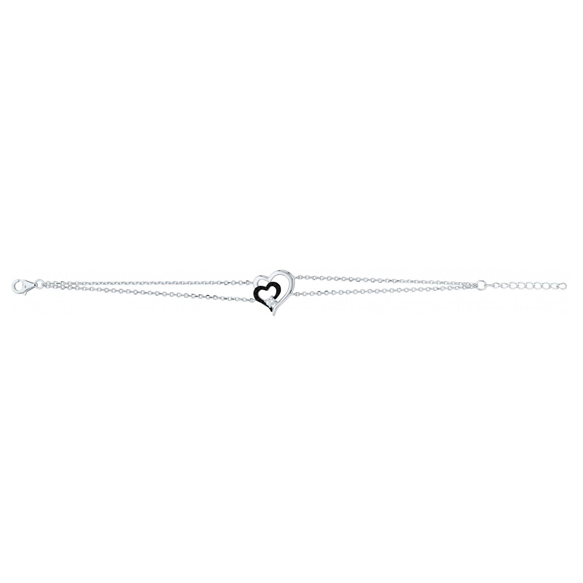 Bracelet souple mono-motif en Argent avec oxyde de zirconium noir