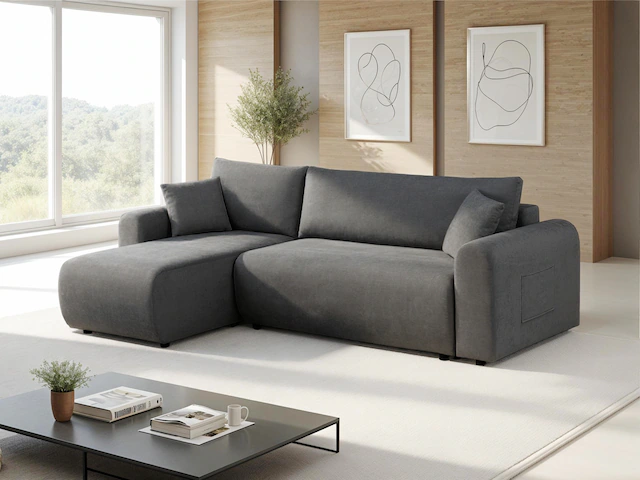 GOODproduct Ecksofa »JONAA, 241cm, L-Form, Schlafsofa, Boxspringfederung, Cord u. Struktur« 133/200cm, Recamiere links/rechts, Bettkasten, Cord u. Struktur