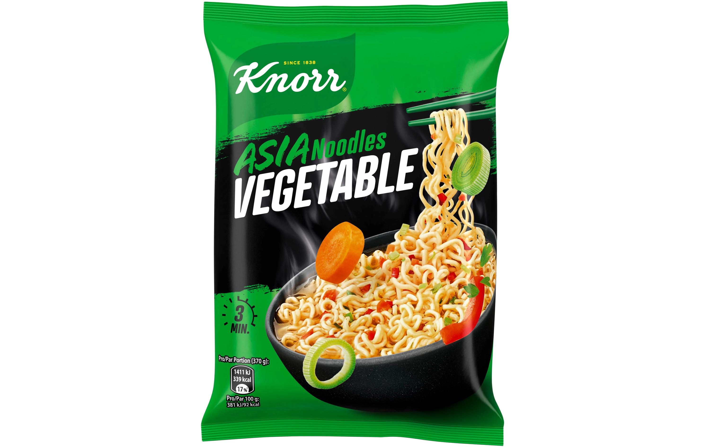 Asia Instant Noodles Gemüse 3 x 70 gDie KNORR Asia Noodles Vegetable Beutel 1 Portion sind der ideale Snack für zwischendurch