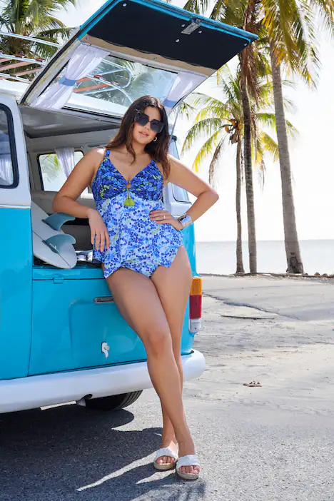 Tankini, Mustermix, Softcups, Träger verstellbar, recycelt, himmelblau