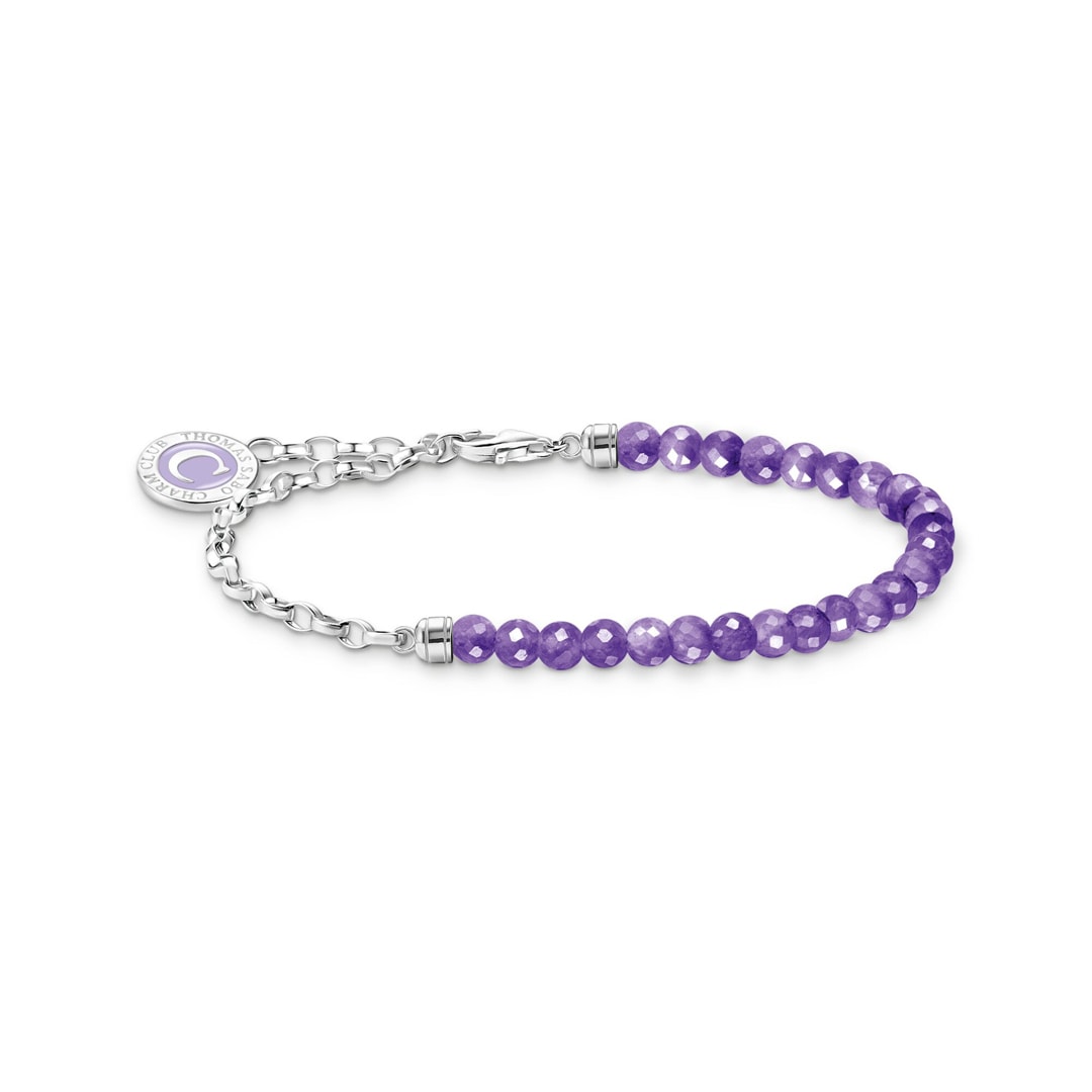 Thomas Sabo As We Kiss Member Charm-Armband mit Gliedern und imitiertem Amethyst Silber